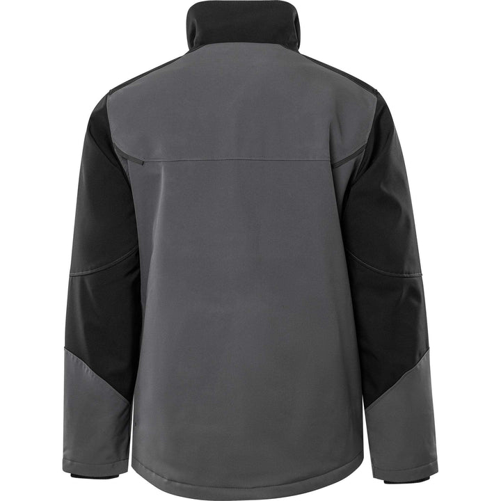 Fristads Softshell Stretch Windproof Water Repellent Winter Jacket - 4931 GSW Grey/Black Back1#colour_grey-black
