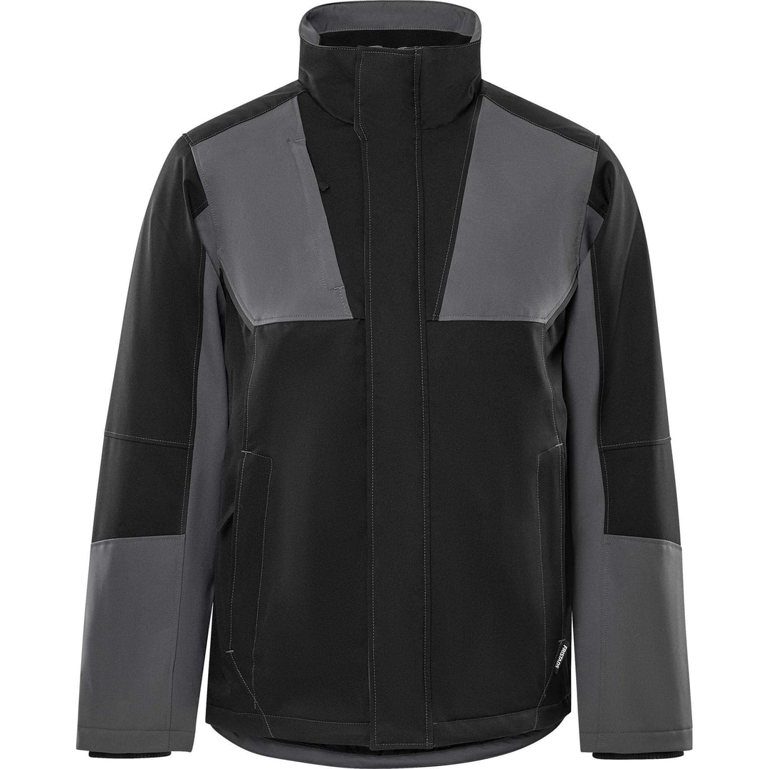 Fristads Softshell Stretch Windproof Water Repellent Winter Jacket - 4931 GSW Grey/Black Front1#colour_grey-black