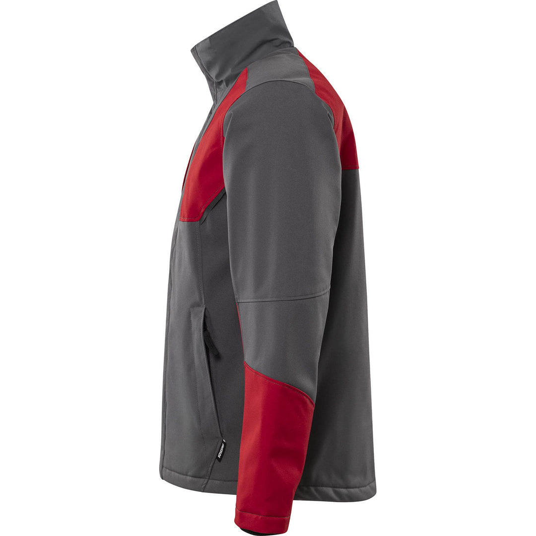 Fristads Softshell Stretch Windproof Water Repellent Winter Jacket - 4931 GSW Grey/Red Back2#colour_grey-red