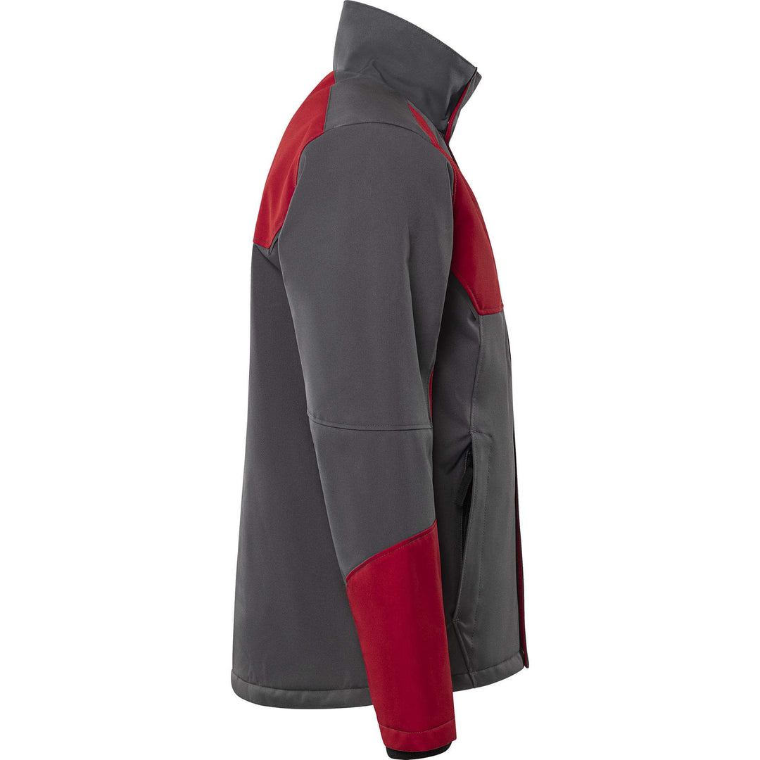 Fristads Softshell Stretch Windproof Water Repellent Winter Jacket - 4931 GSW Grey/Red Back3#colour_grey-red