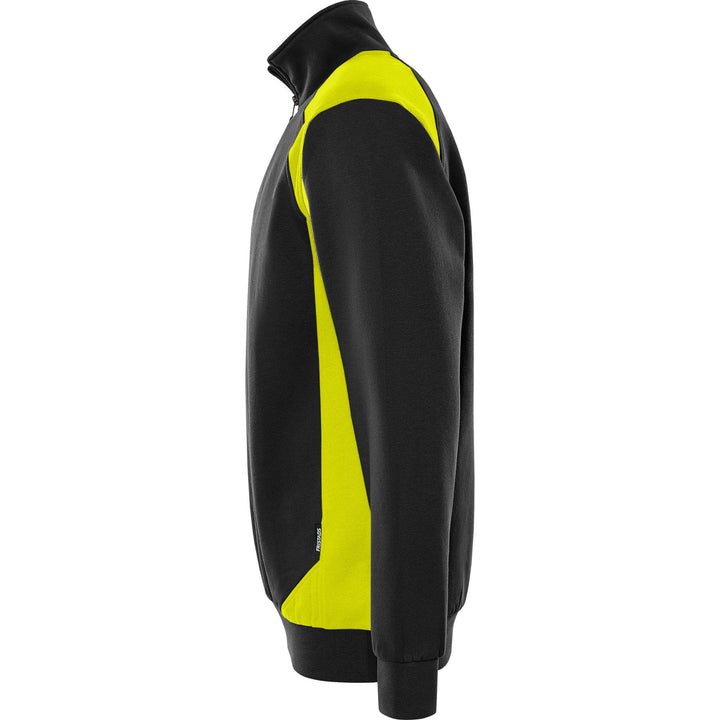 Fristads UV-Protective Half-Zip Sweatshirt - 7048 GSM Black/Hi-Vis Yellow Back2#colour_black-hi-vis-yellow