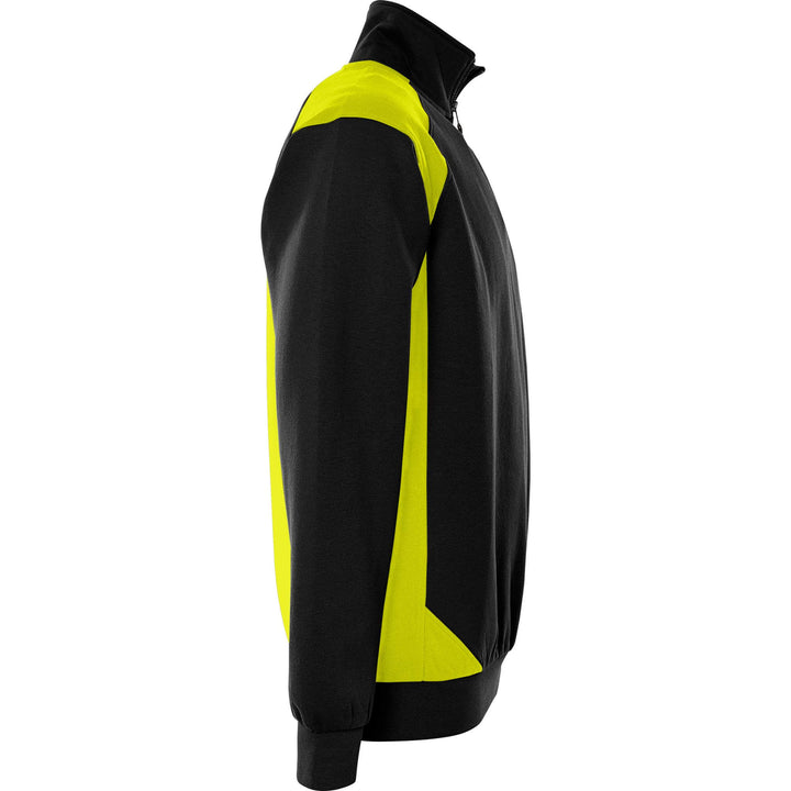 Fristads UV-Protective Half-Zip Sweatshirt - 7048 GSM Black/Hi-Vis Yellow Back3#colour_black-hi-vis-yellow