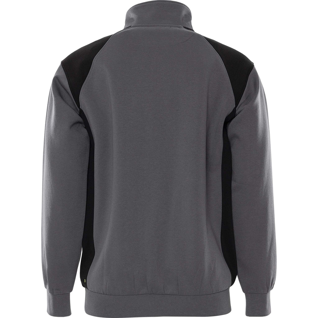 Fristads UV-Protective Half-Zip Sweatshirt - 7048 GSM Grey/Black Back1#colour_grey-black