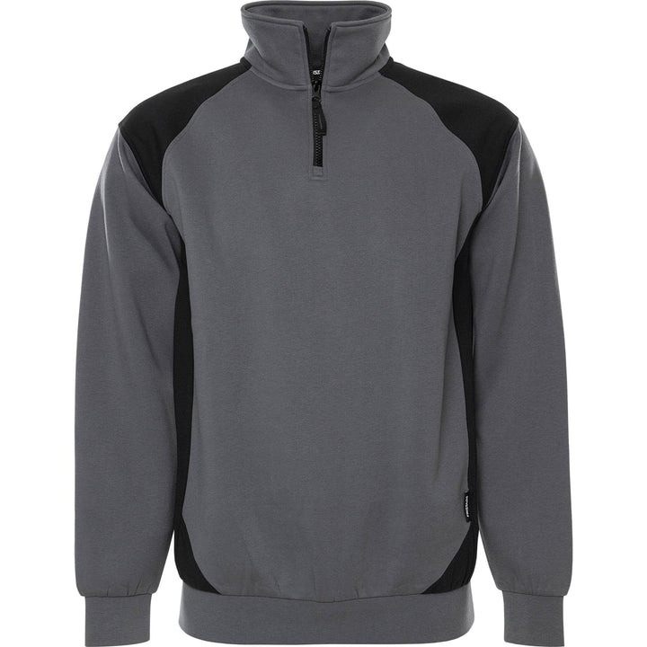 Fristads UV-Protective Half-Zip Sweatshirt - 7048 GSM Grey/Black Front1#colour_grey-black