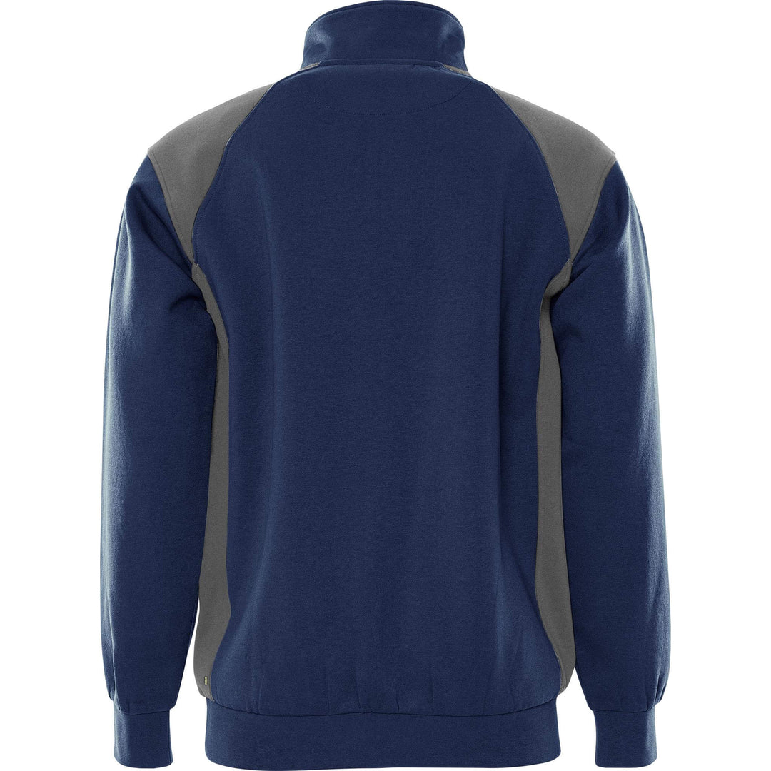 Fristads UV-Protective Half-Zip Sweatshirt - 7048 GSM Navy/Grey Back1#colour_navy-grey
