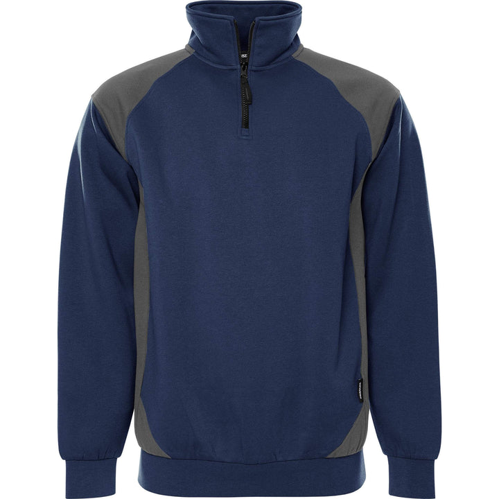 Fristads UV-Protective Half-Zip Sweatshirt - 7048 GSM Navy/Grey Front1#colour_navy-grey