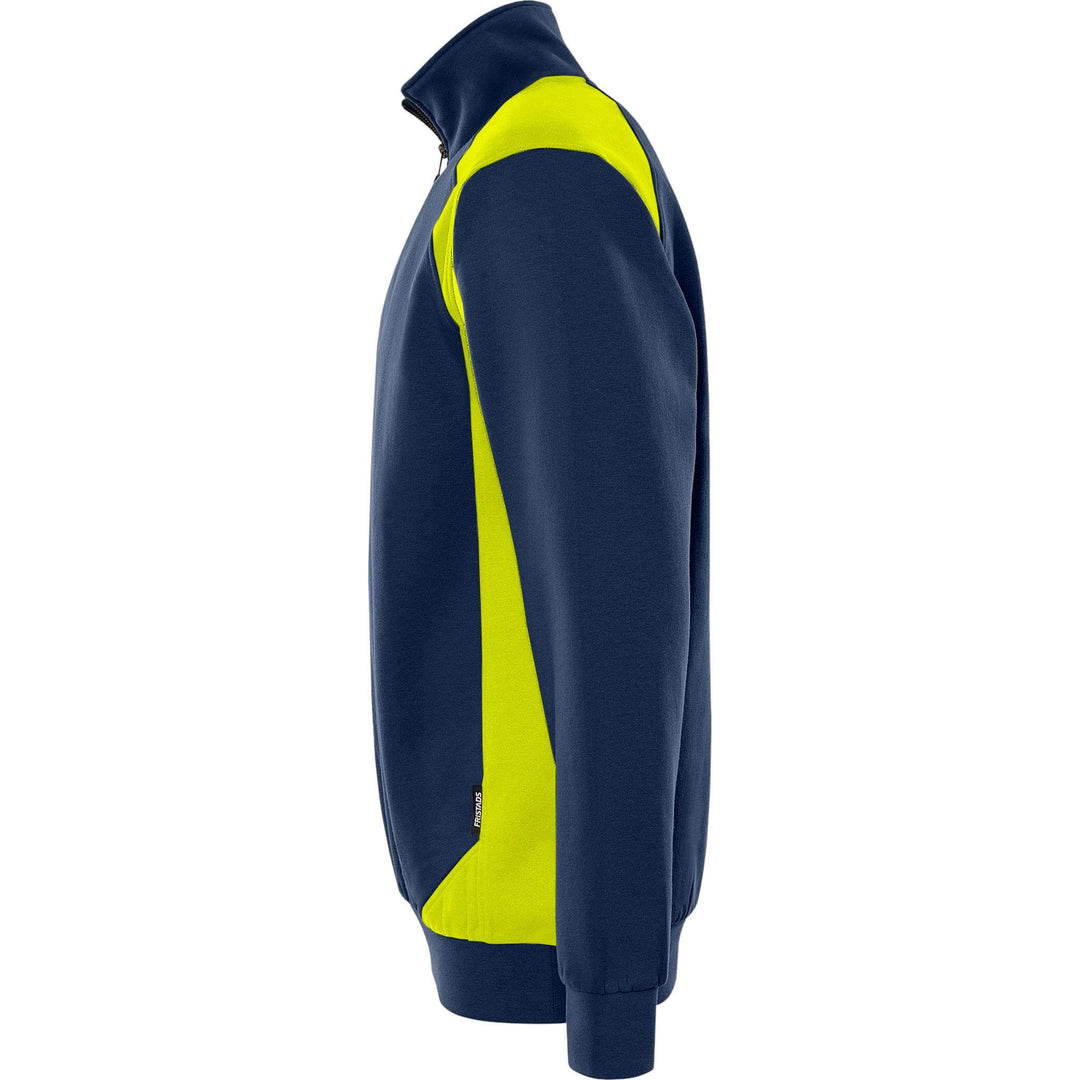 Fristads UV-Protective Half-Zip Sweatshirt - 7048 GSM Navy/Hi-Vis Yellow Back2#colour_navy-hi-vis-yellow