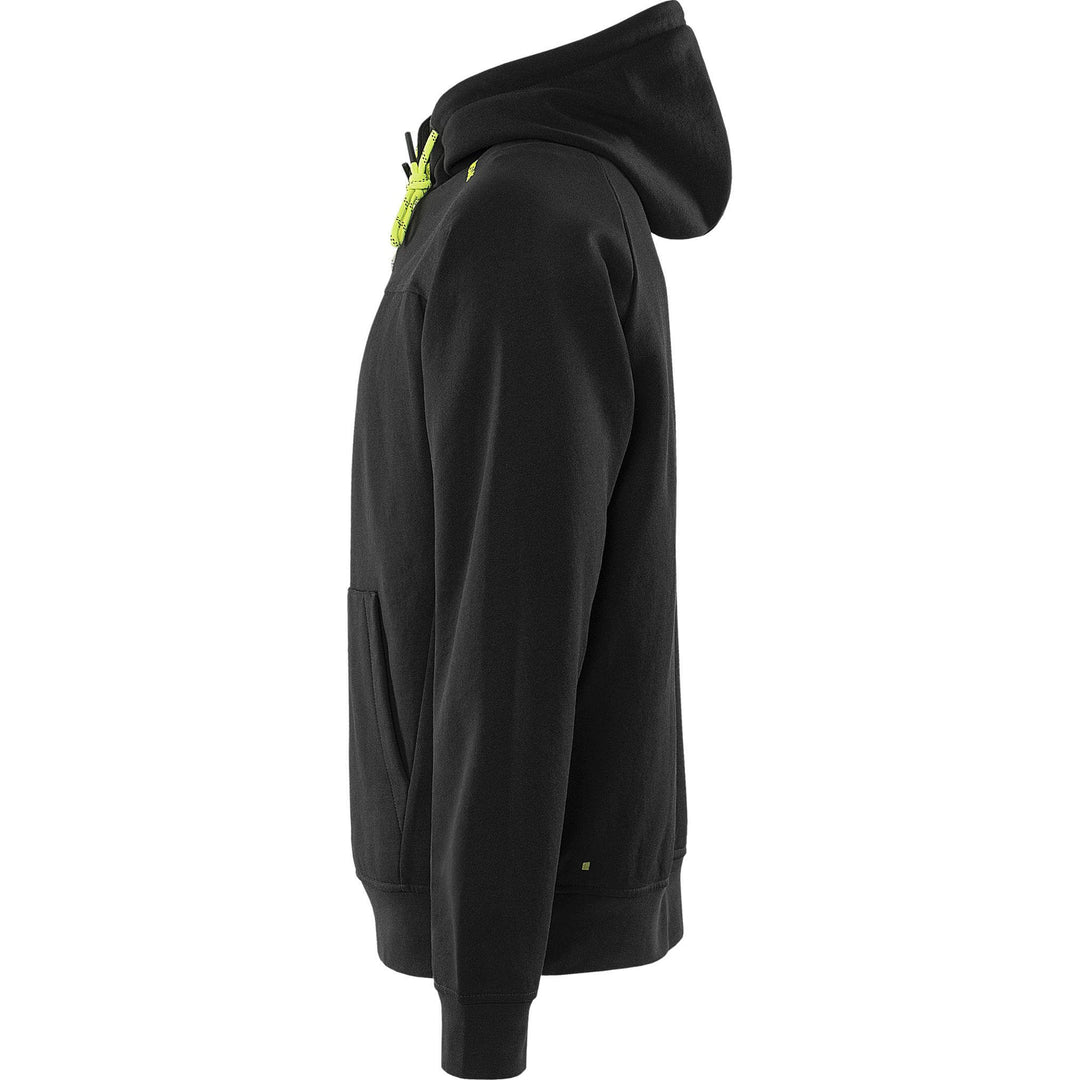 Fristads UV-Protective Hooded Sweatshirt - 7551 GSM Black/Hi-Vis Yellow Back2#colour_black-hi-vis-yellow