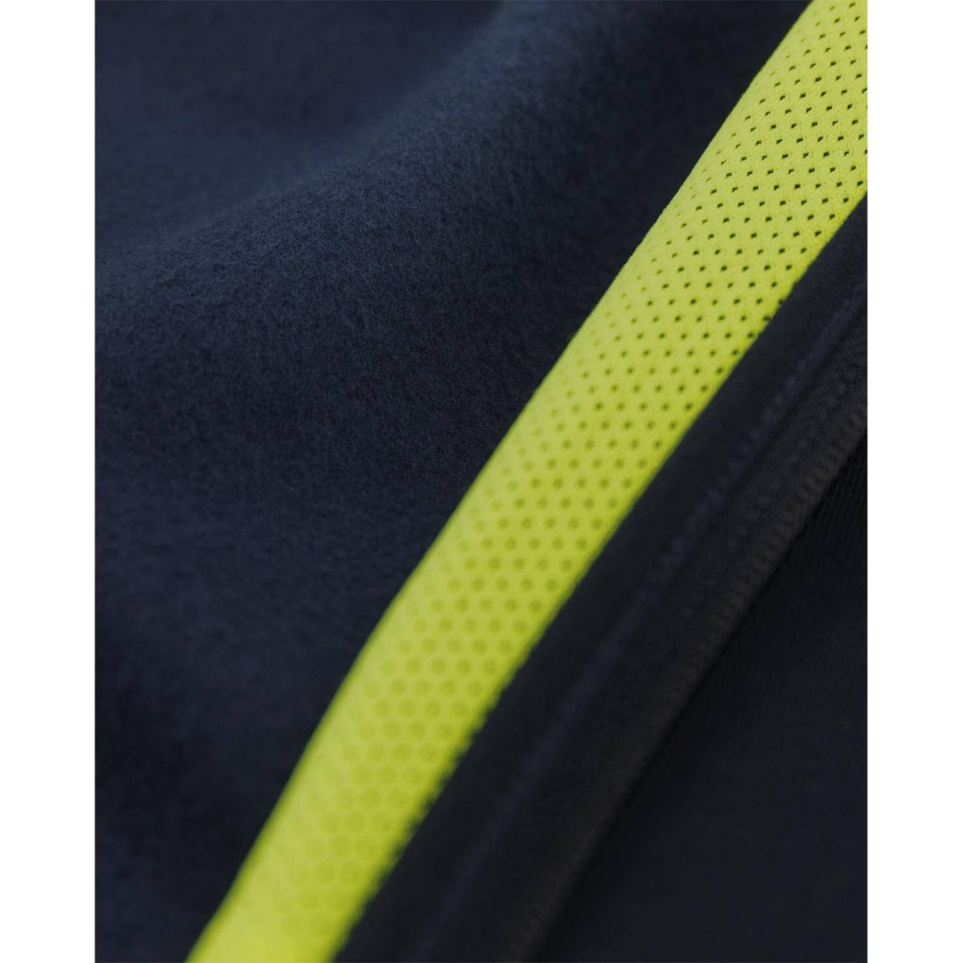 Fristads UV-Protective Hooded Sweatshirt Jacket - 7550 GSM Dark Navy/Hi-Vis Yellow Detail1#colour_dark-navy-hi-vis-yellow
