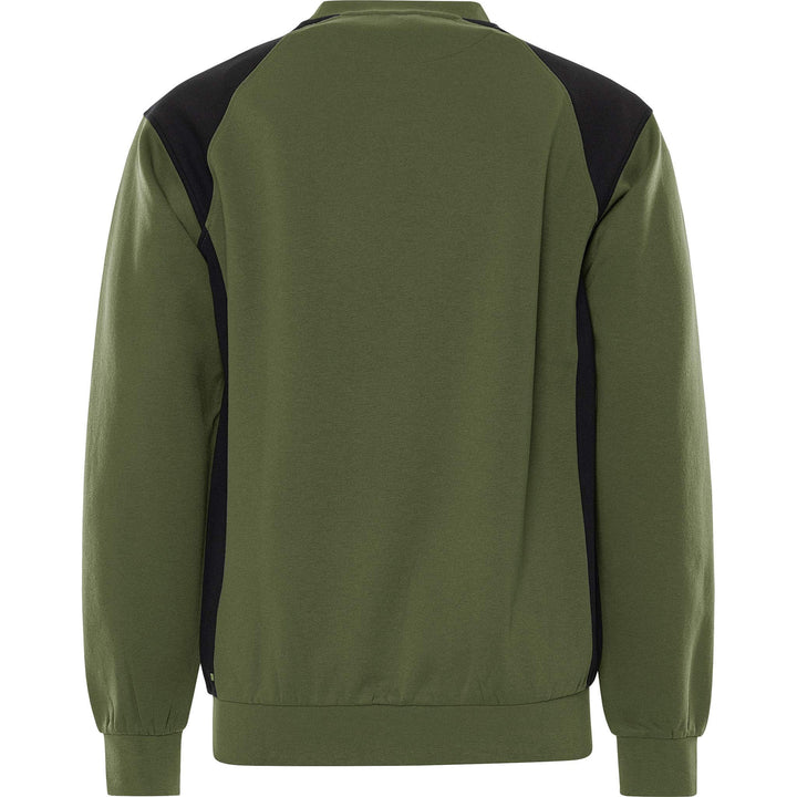 Fristads UV-Protective Sweatshirt - 7148 GSM Army Green/Black Back1#colour_army-green-black