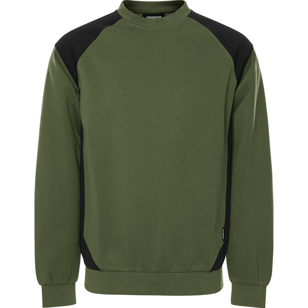 Fristads UV-Protective Sweatshirt - 7148 GSM Army Green/Black Front1#colour_army-green-black