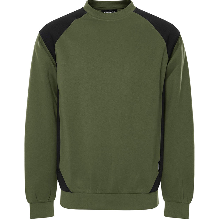 Fristads UV-Protective Sweatshirt - 7148 GSM Army Green/Black Front1#colour_army-green-black