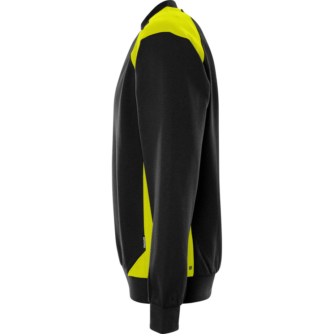 Fristads UV-Protective Sweatshirt - 7148 GSM Black/Hi-Vis Yellow Back2#colour_black-hi-vis-yellow