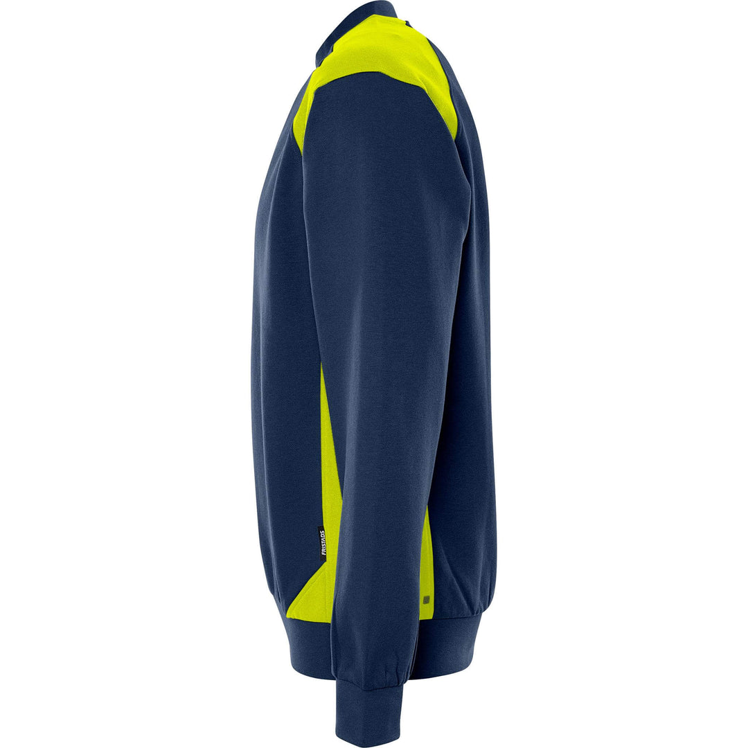 Fristads UV-Protective Sweatshirt - 7148 GSM Navy/Hi-Vis Yellow Back2#colour_navy-hi-vis-yellow