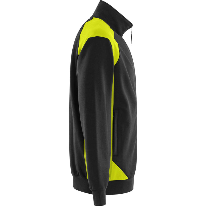Fristads UV-Protective Sweatshirt Jacket - 7248 GSM Black/Hi-Vis Yellow Back3#colour_black-hi-vis-yellow