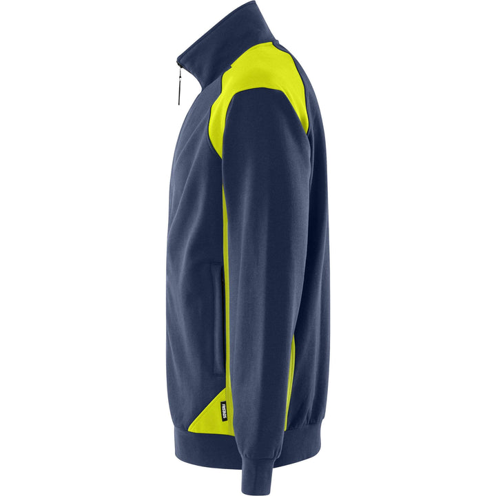 Fristads UV-Protective Sweatshirt Jacket - 7248 GSM Navy/Hi-Vis Yellow Back2#colour_navy-hi-vis-yellow