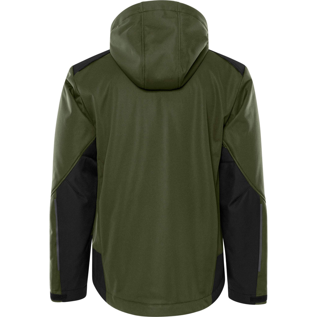Fristads Windproof Softshell Winter Jacket - 4060 CFJ Army Green/Black Back1#colour_army-green-black