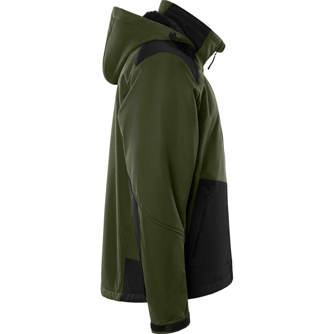 Fristads Windproof Softshell Winter Jacket - 4060 CFJ Army Green/Black Back3#colour_army-green-black