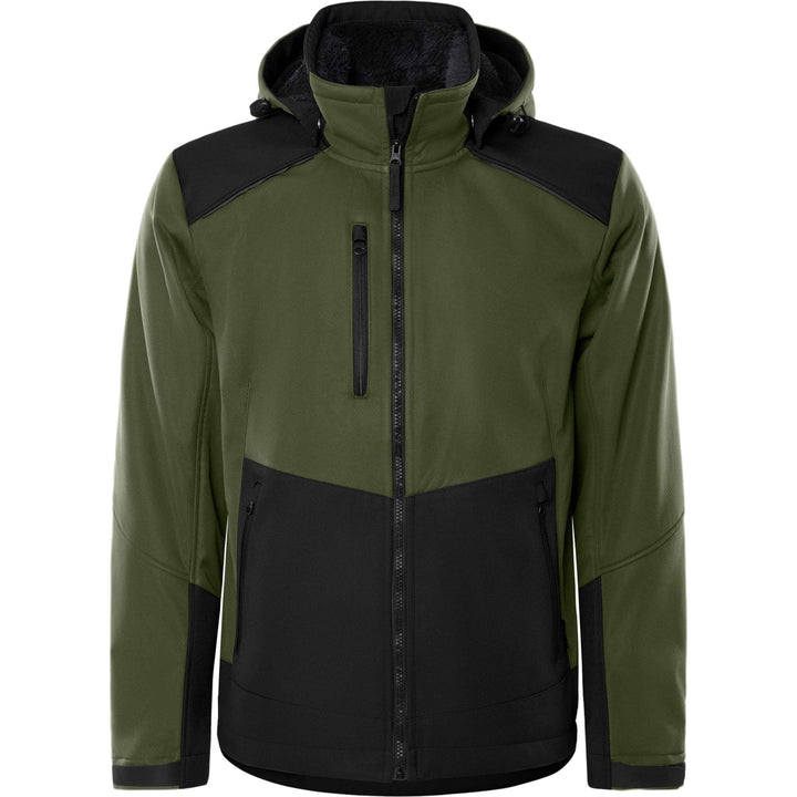 Fristads Windproof Softshell Winter Jacket - 4060 CFJ Army Green/Black Front1#colour_army-green-black