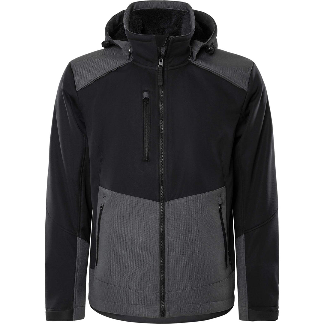 Fristads Windproof Softshell Winter Jacket - 4060 CFJ Black/Grey Front1#colour_black-grey