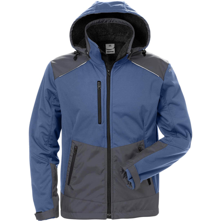Fristads Windproof Softshell Winter Jacket - 4060 CFJ Blue/Grey Front1#colour_blue-grey