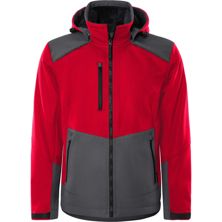 Fristads Windproof Softshell Winter Jacket - 4060 CFJ Red/Grey Front1#colour_red-grey