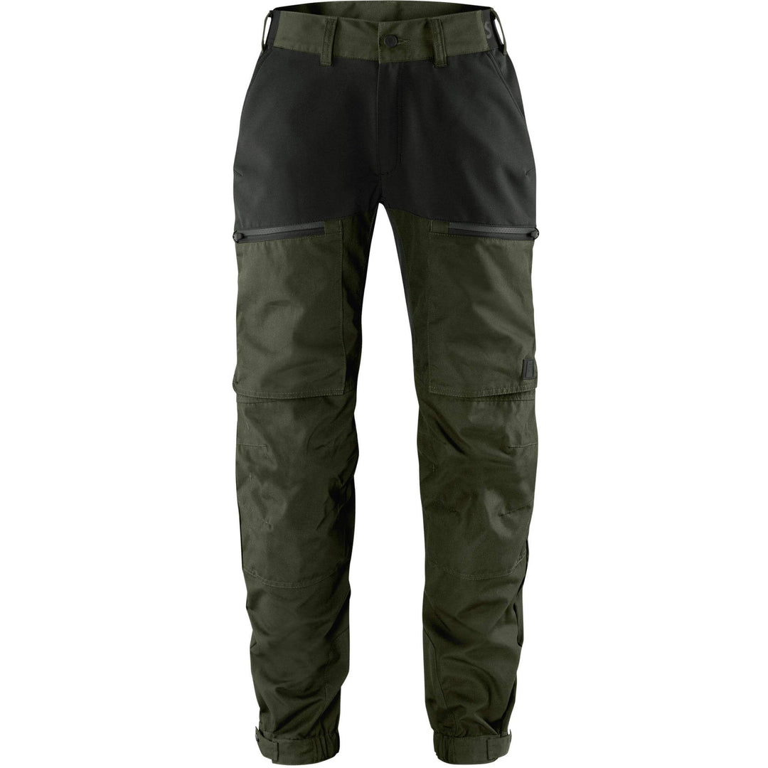 Fristads Womens Carbon Outdoor Semistretch Trousers Army Green/Black Front1#colour_army-green-black