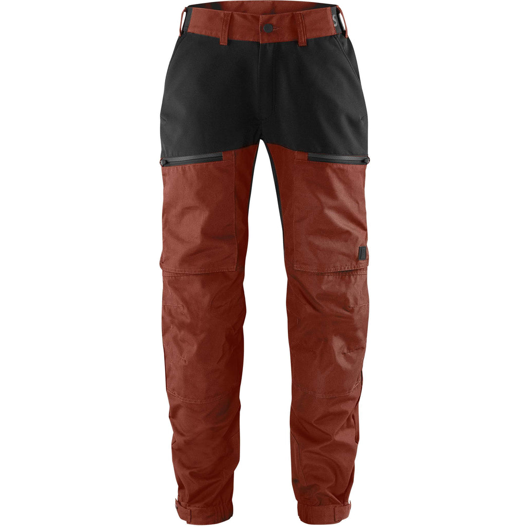 Fristads Womens Carbon Outdoor Semistretch Trousers Rust Red/Black Front1#colour_rust-red-black