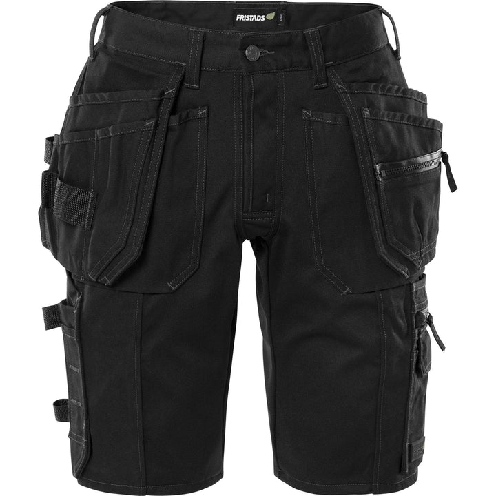 Fristads Womens Craftsman 4-Way-Stretch Holster Pocket Shorts - 2527 GCYD Black Front1#colour_black