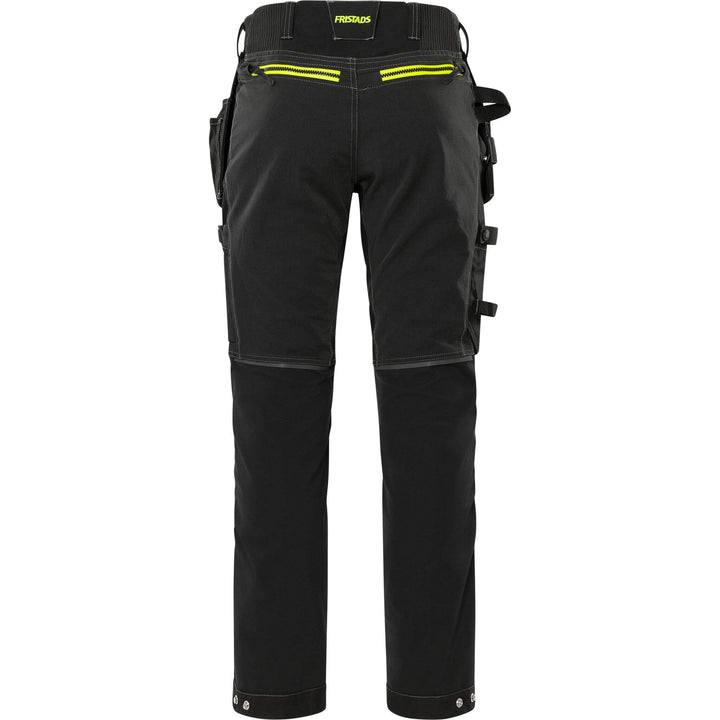Fristads Womens Craftsman Cordura Holster Pocket Ripstop 4-Way-Stretch Panel Trousers - 2569 STP Black Back1#colour_black