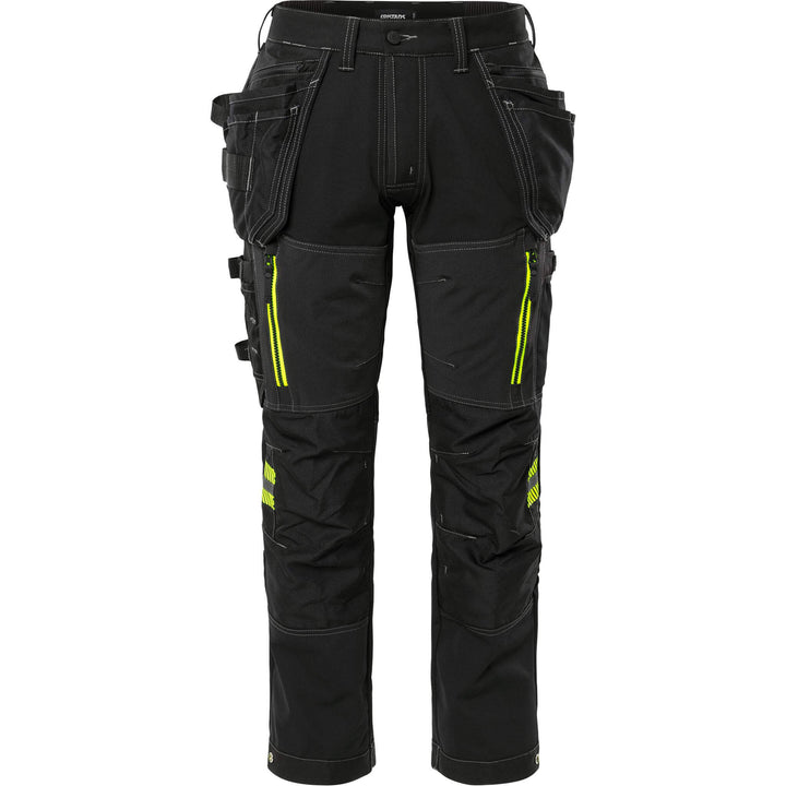 Fristads Womens Craftsman Cordura Holster Pocket Ripstop 4-Way-Stretch Panel Trousers - 2569 STP Black Front1#colour_black