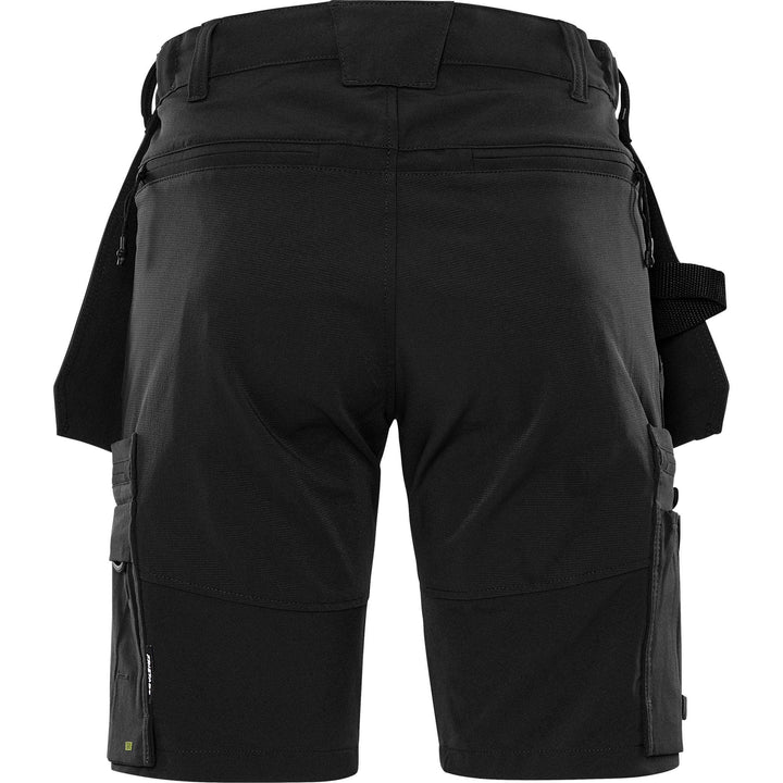 Fristads Womens Craftsman Lightweight 4-Way-Stretch Holster Pocket Shorts - 2601 GLWS Black Back1#colour_black