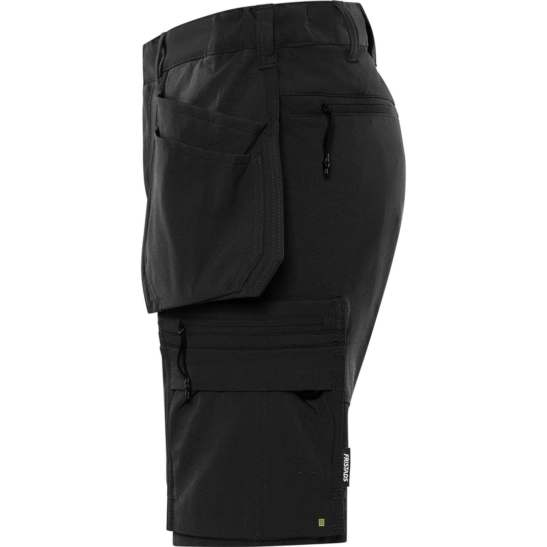 Fristads Womens Craftsman Lightweight 4-Way-Stretch Holster Pocket Shorts - 2601 GLWS Black Back2#colour_black