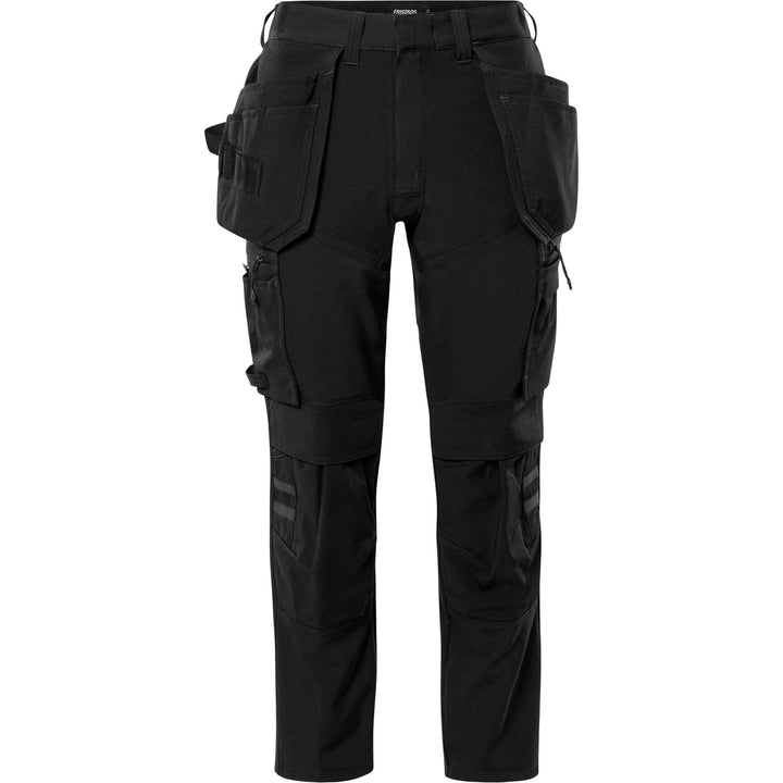 Fristads Womens Craftsman Lightweight Durable 4-Way-Stretch Holster Pocket Trousers - 2599 LWS Black Front1#colour_black