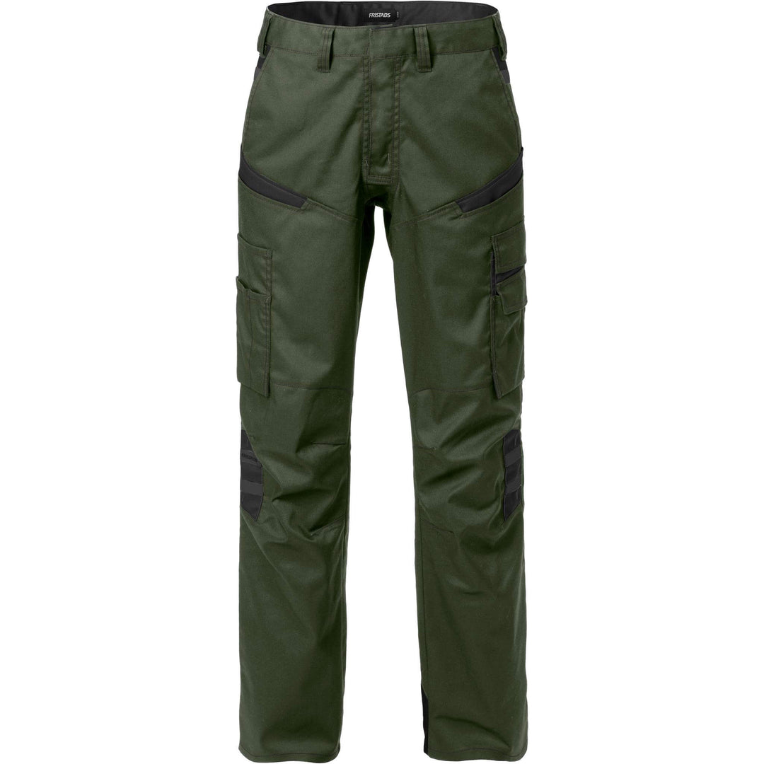 Fristads Womens Durable Mechanical Stretch Trousers - 2554 STFP Army Green/Black Front1#colour_army-green-black