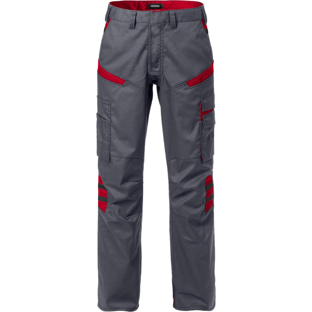Fristads Womens Durable Mechanical Stretch Trousers - 2554 STFP Grey/Red Front1#colour_grey-red
