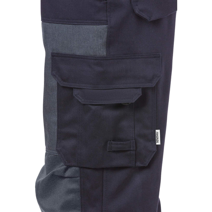 Fristads Womens Flame Retardant Arc and Multi-Protective Hi-Vis Trousers Class 1 - 2591 FLAM Hi-Vis Yellow/Navy Detail1#colour_hi-vis-yellow-navy