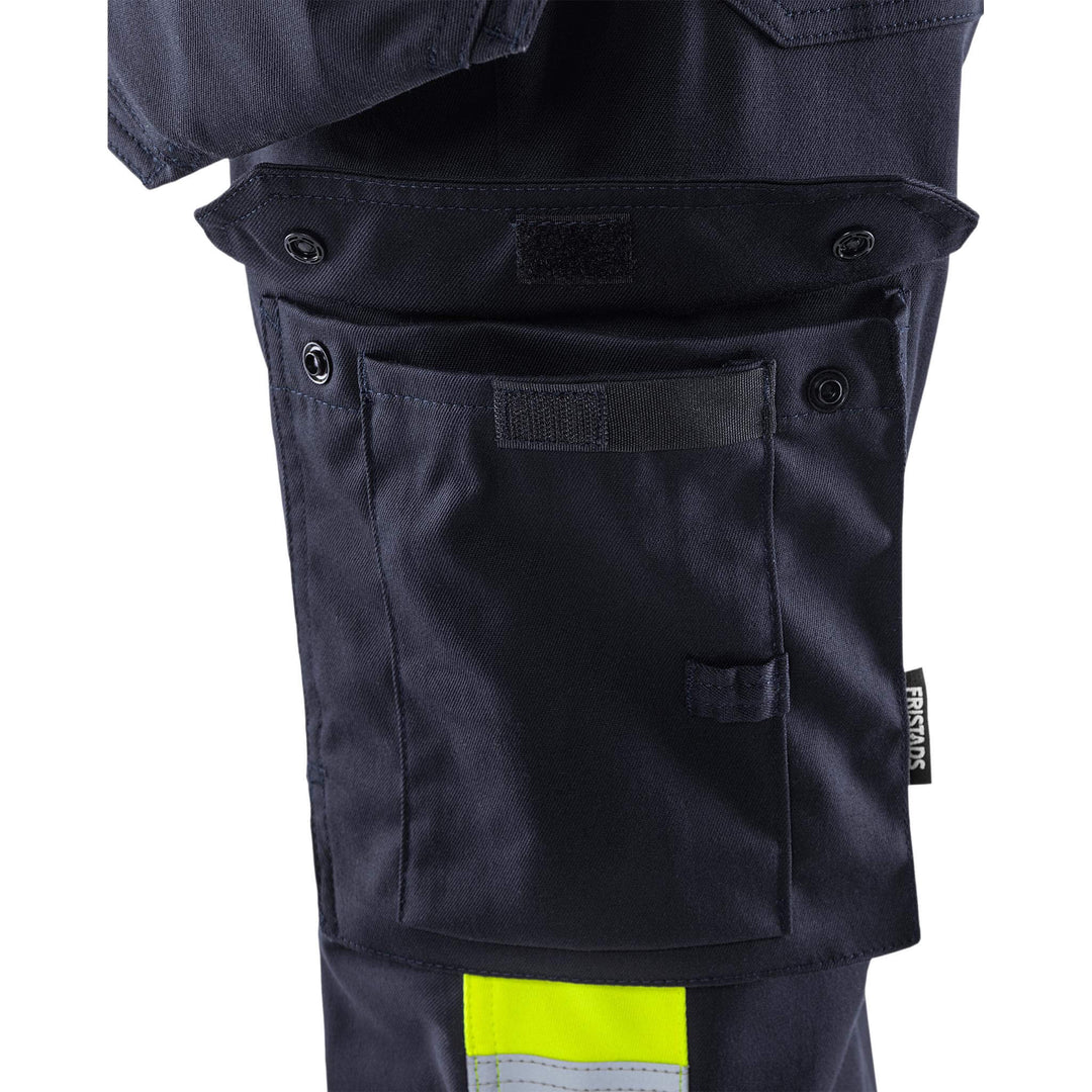 Fristads Womens Flamestat Hi-Vis Arc and Multi-Protective Flame Retardant Craftsman Stretch Trousers Class 1 - 2171 ATHF Hi-Vis Yellow/Navy Detail1#colour_hi-vis-yellow-navy