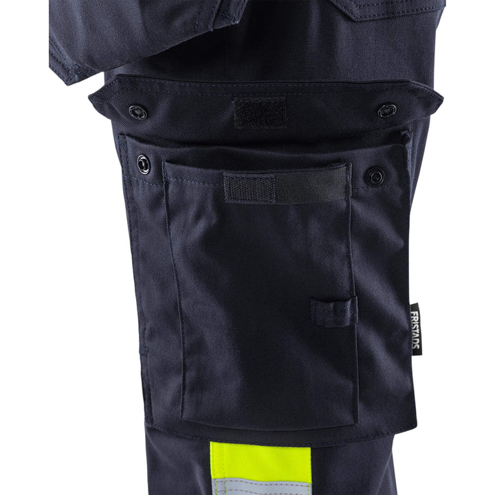 Fristads Womens Flamestat Hi-Vis Arc and Multi-Protective Flame Retardant Craftsman Stretch Trousers Class 1 - 2171 ATHF Hi-Vis Yellow/Navy Detail1#colour_hi-vis-yellow-navy