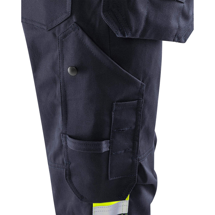 Fristads Womens Flamestat Hi-Vis Arc and Multi-Protective Flame Retardant Craftsman Stretch Trousers Class 1 - 2171 ATHF Hi-Vis Yellow/Navy Detail2#colour_hi-vis-yellow-navy