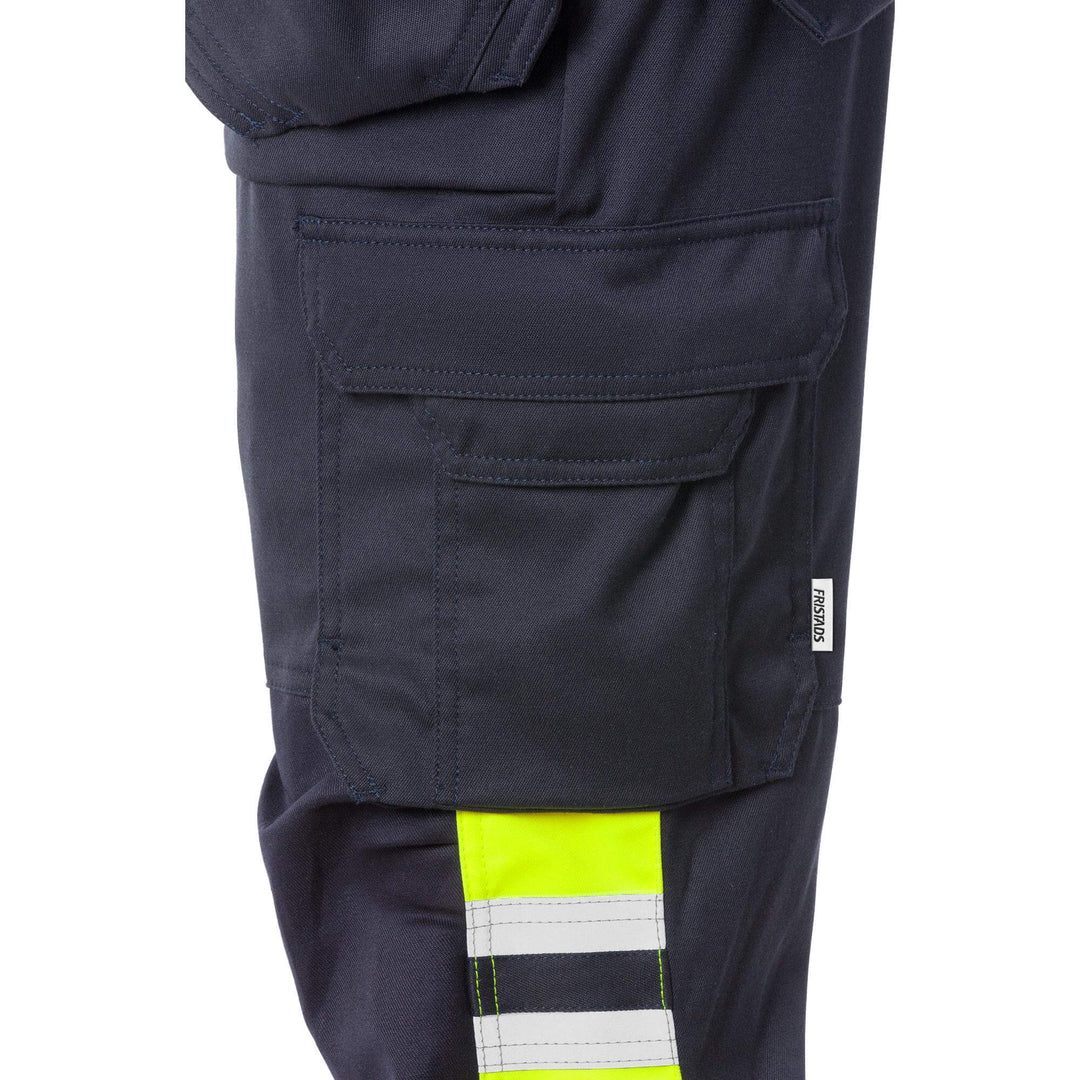 Fristads Womens Flamestat Hi-Vis Arc and Multi-Protective Flame Retardant Craftsman Stretch Trousers Class 1 - 2171 ATHF Hi-Vis Yellow/Navy Detail3#colour_hi-vis-yellow-navy