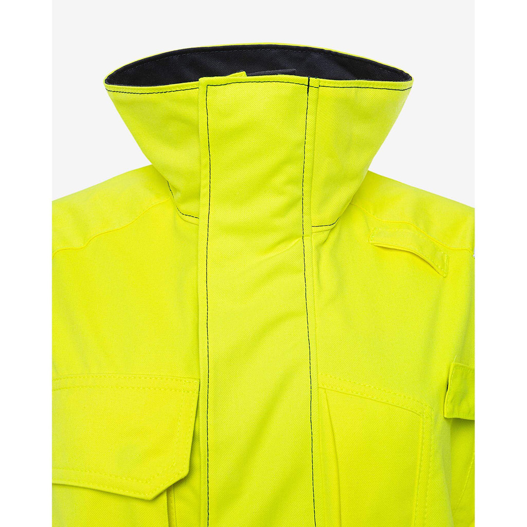 Fristads Womens Flamestat Hi-Vis Arc and Multi-Protective Flame Retardant Jacket Class 3 - 4275 ATHS Hi-Vis Yellow/Navy Detail1#colour_hi-vis-yellow-navy