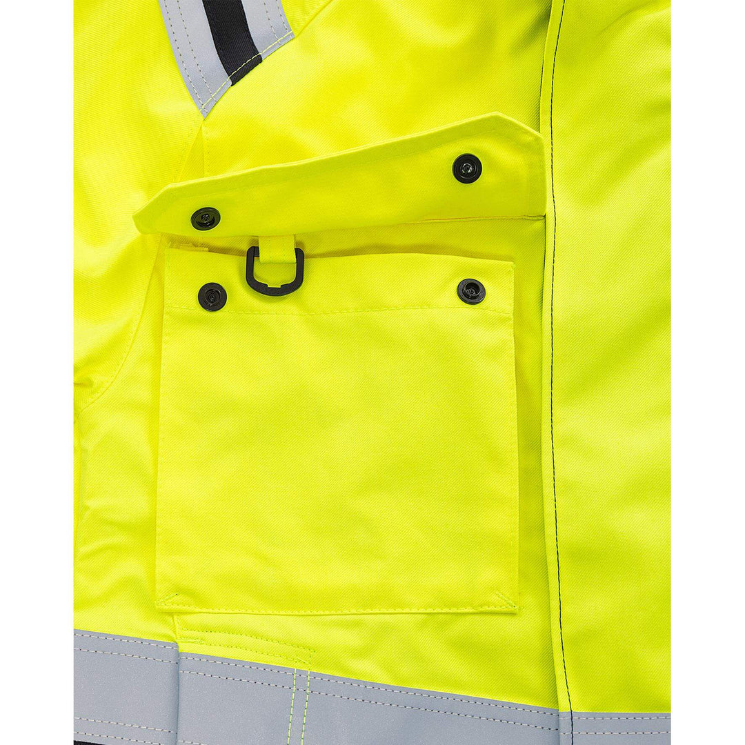 Fristads Womens Flamestat Hi-Vis Arc and Multi-Protective Flame Retardant Jacket Class 3 - 4275 ATHS Hi-Vis Yellow/Navy Detail2#colour_hi-vis-yellow-navy