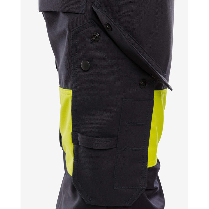 Fristads Womens Flamestat Hi-Vis Arc and Multi-Protective Flame Retardant Trousers Class 1 - 2776 ATHS Hi-Vis Yellow/Navy Detail2#colour_hi-vis-yellow-navy
