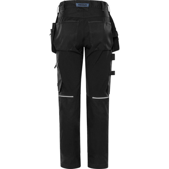 Fristads Womens Green Craftsman 4-Way-Stretch Holster Pocket Trousers - 2901 GWM Black Back1#colour_black