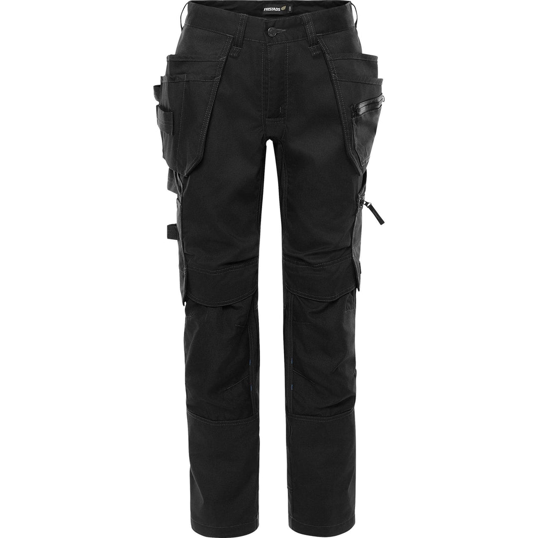 Fristads Womens Green Craftsman 4-Way-Stretch Holster Pocket Trousers - 2901 GWM Black Front1#colour_black