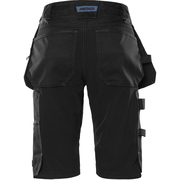 Fristads Womens Green Craftsman 4-Way-Stretch Panel Holster Pocket Shorts - 2904 GWM Black Back1#colour_black
