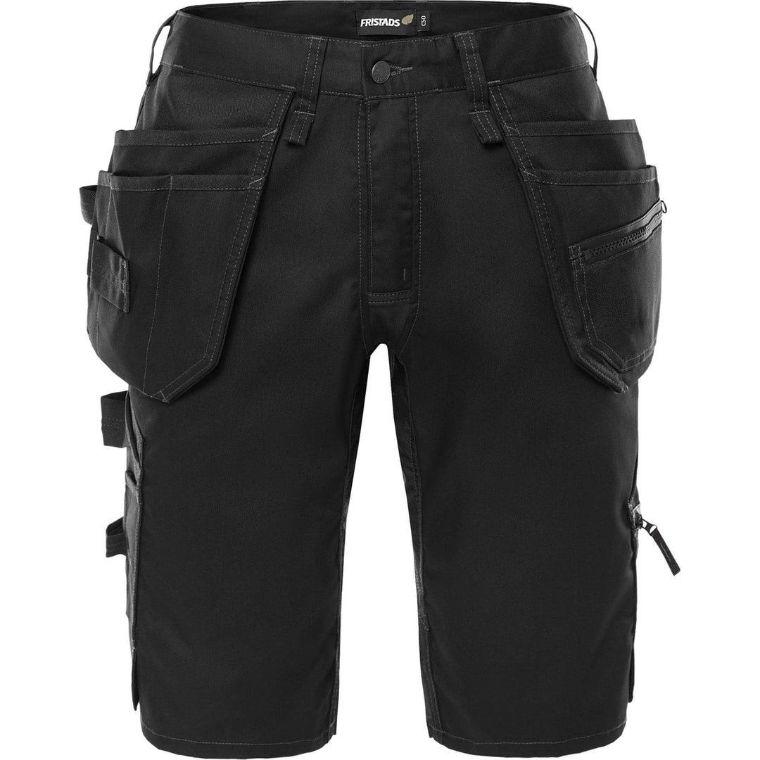Fristads Womens Green Craftsman 4-Way-Stretch Panel Holster Pocket Shorts - 2904 GWM Black Front1#colour_black