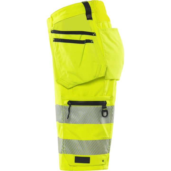 Fristads Womens Hi-Vis Craftsman 4-Way-Stretch Holster Pocket Shorts Class 1 - 2667 GSTP Hi-Vis Yellow Back2#colour_hi-vis-yellow