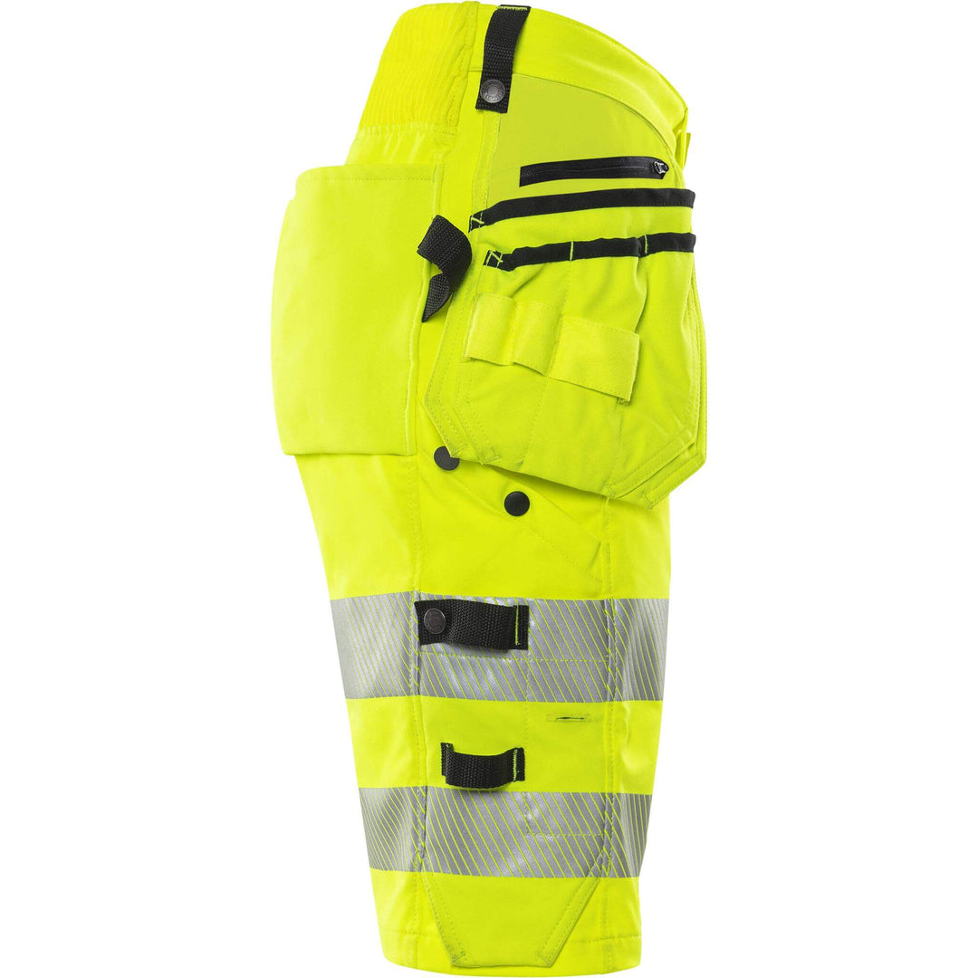 Fristads Womens Hi-Vis Craftsman 4-Way-Stretch Holster Pocket Shorts Class 1 - 2667 GSTP Hi-Vis Yellow Back3#colour_hi-vis-yellow